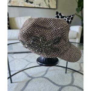 Collections Eighteem Tweed Zigzag Beaded Hat New